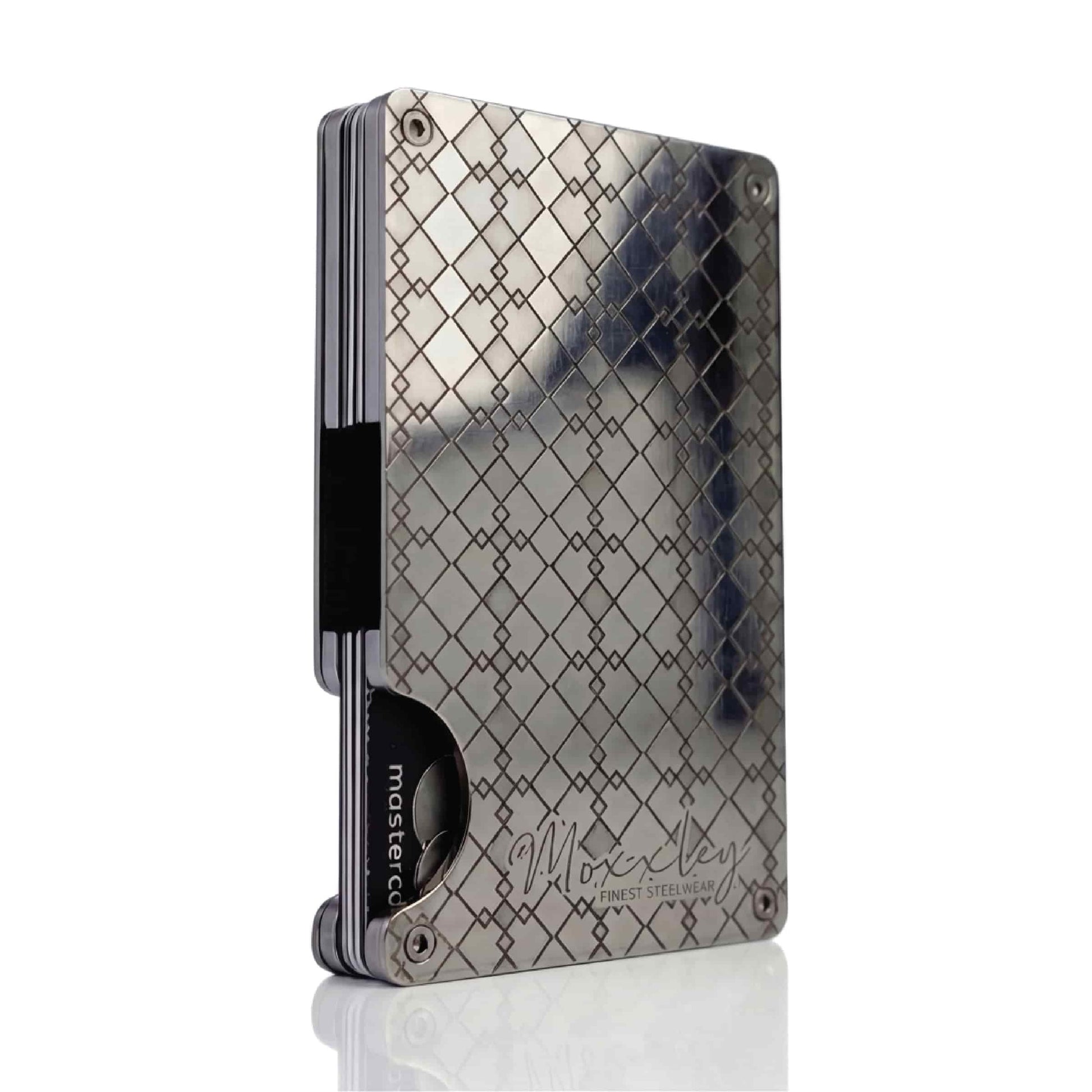 Moxxley MX-311 slim metal credit card holder – 316 stainless steel minimalist wallet with money clip
