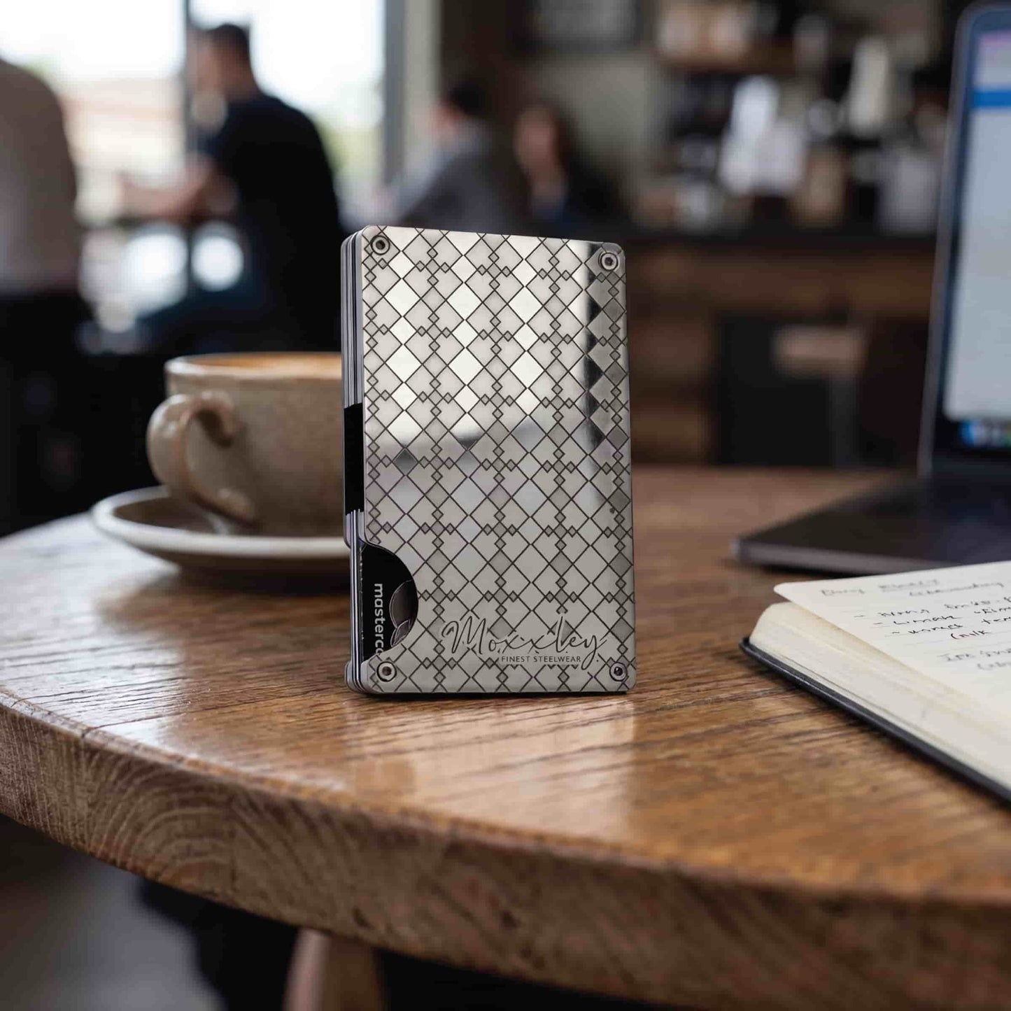 Moxxley MX-311 slim metal credit card holder – 316 stainless steel minimalist wallet with money clip